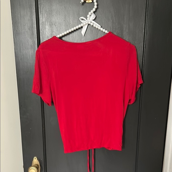 Red Ruched Crop Blouse - Picture 3 of 3